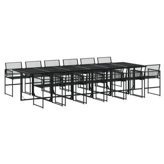 Berkfield Home 13 Piece Garden Dining Set Black Poly Rattan