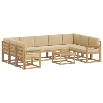 vidaXL Conjunto De Sof&aacute;s De Exterior 10 Pcs Y Beige 59 X 59 X 37 Cm Vidaxl