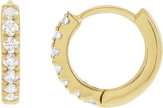 Diamond2Deal 14K Gold 1/5ct Lab-Grown Diamond Hoop Earrings Clarity SI, Color G-H
