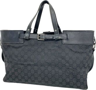 Gucci Black Canvas Tote Bag (Pre-Owned)