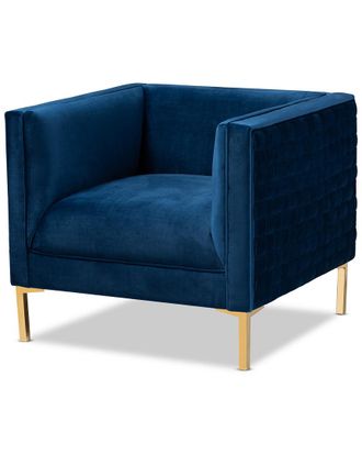 Design Studios Seraphin Glam And Luxe Navy Blue Velvet Armchair