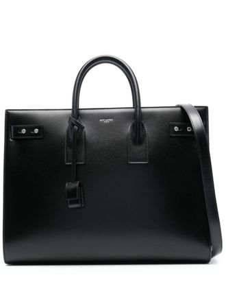 Saint Laurent Shopper met logo-reli&euml;f - Zwart