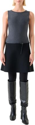 Akris Colorblock Milano Knit Dress in Charcoal-Black at Nordstrom, Size 12