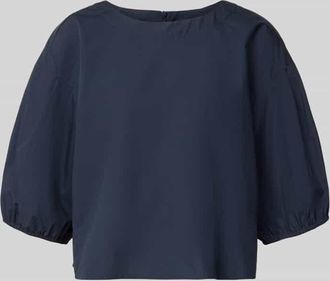 Emporio Armani Bluse mit Ballon&auml;rmeln und Rundhalsausschnitt in Blau, Gr&ouml;&szlig;e 34