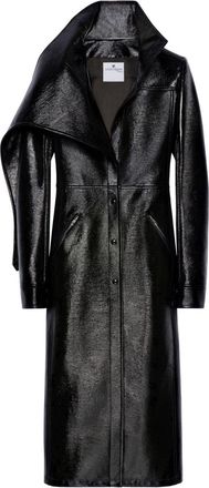 Courr&egrave;ges vinyl trench coat - women - Cotton/Fabric/Polyurethane - 36 - Black