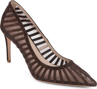 L'agence Lenox Mesh Pump in Chocolate Suede at Nordstrom, Size 7.5