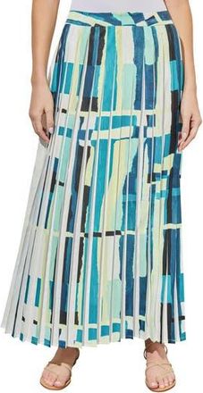 Ming Wang Abstract Print A-Line Skirt in Berm/Lim/Whb at Nordstrom Rack, Size X-Small