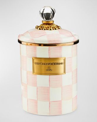 MacKenzie-Childs Rosy Check Enamel Canister, Medium