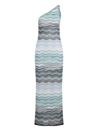 Missoni one-shoulder chevron-pattern maxi dress - Blue