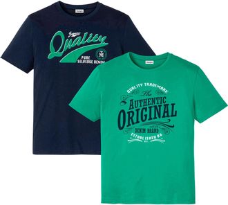 Bonprix T-Shirt BONPRIX, Herren, Gr. 60/62 (XXL), gr&uuml;n (minzegr&uuml;n, dunkelblau bedruckt), Obermaterial: 100% Baumwolle, regular fit, Shirts T-Shirt, Regular Fi
