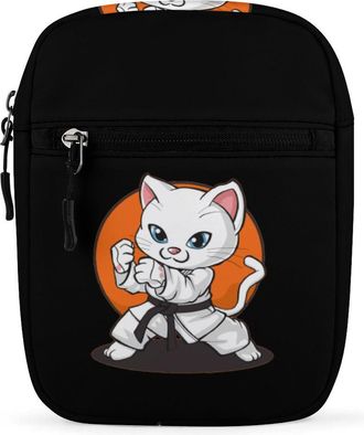 Generic Karate Taekwondo Funny Cat Jiu Jitsu Crossbody Bag Adjustable Satchel Cute Shoulder Bag Lightweight Sling Bags