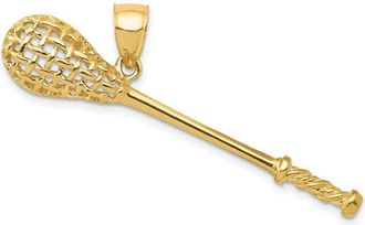 Diamond2Deal 10k Yellow Gold Solid Polished 3-D Lacrosse Stick Pendant
