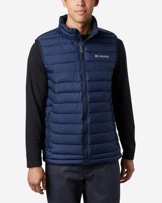 Columbia Powder Lite Vest Mens Blue Insulated Full Zip Outdoor RED572