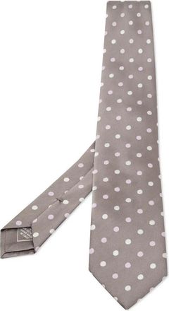 Brioni Cravatta in seta a pois - Grigio