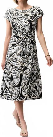 Joseph Ribkoff Tropical Print Midi Flare Dress In Black/multi