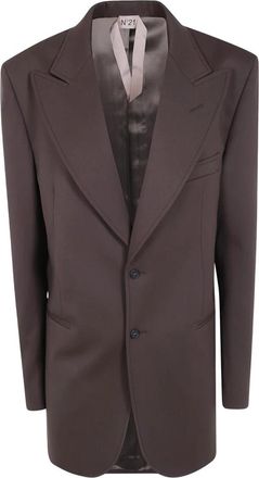 N&deg;21 Oversized Jas van Stof - Dames - Blazers - Bruin - XS - Jassen