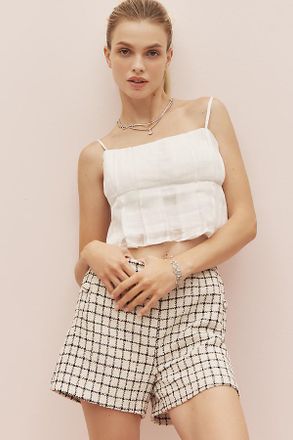 Walter Baker Gweneth Silk Blend Pleated Tank Top