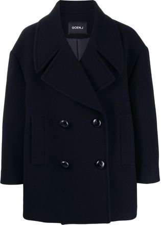GOEN.J double-breasted peacoat - women - Wool/Cupro - One Size - Blue