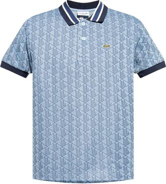 Lacoste logo-embroidered monogram-jacquard polo shirt - men - Cotton/Polyamide/Polyester - 4 - Blue