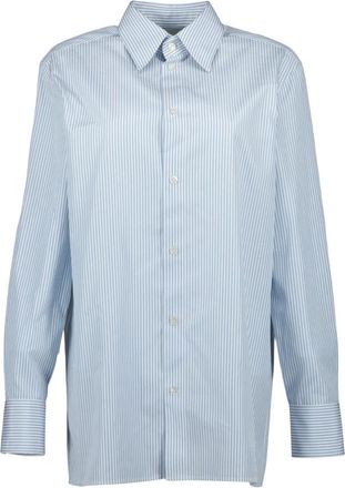 Saint Laurent Overhemden, Dames, Blauw, M, Katoen, Cassandre Shirt
