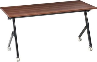 Beliani Escritorio Rectangular Moderno Plegable Con Ruedas Mesa M&oacute;vil Port&aacute;til 160 X 60 Cm Estructura De Metal Marr&oacute;n Oscuro Y Negro Bendi