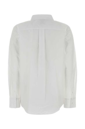 Calvin Klein Womens White Poplin Shirt Brilliantwhite Exterior: Cotton Camicie