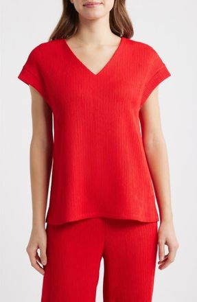 Anne Klein Knit V-Neck Top in Begonia Red at Nordstrom, Size Xx-Small