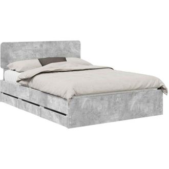 vidaXL Bed Frame with Drawer Concrete Grey 160 x 200 cm Engineer Wood vidaXL