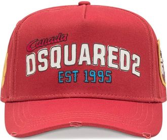 Dsquared2 Cappello da baseball effetto vissuto - Rosso