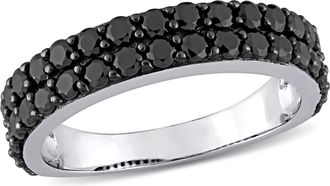 Mimi & Max 1 1/5ct TGW Double Row Black Spinel Ring in Sterling Silver with Black Rhodium