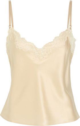 Reformation Teddy V-neck Silk Slip top - Beige - S (UK8-10 / S)