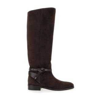 Jimmy Choo London Schoenen, Dames, Bruin, 37 EU, Leer, Lawton Knee Boot Flat