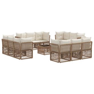 vidaXL Conjunto De Sof&aacute;s De Jard&iacute;n 13 Pcs Beige Rat&aacute;n Sint&eacute;tico Vidaxl