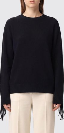 Parosh P. A.R. O.S. H. Cashmere Crewneck Jumper with Embroidery, Fringes and Dropped Shoulders
