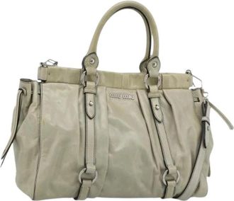 Miu Miu Pre-owned Hand Bag - Dames - Vintage Handtas - Beige - ONE Size - Leer - Vintage