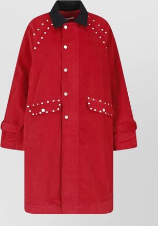Gimaguas coat contrast collar flap pockets studs