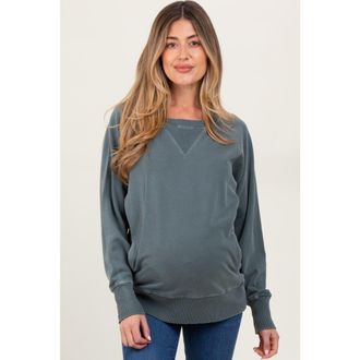 Pinkblush Vintage Wash French Terry Pullover in Light Olive at Nordstrom, Size X-Large