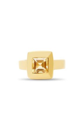Argento Vivo Bold Bezel Ring in Gold /citrine at Nordstrom, Size 8