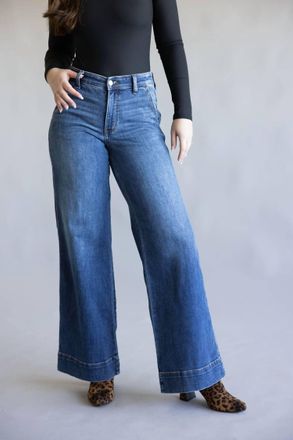 Judy Blue Mid-Rise Retro Wide Leg Jeans In Dark Wash
