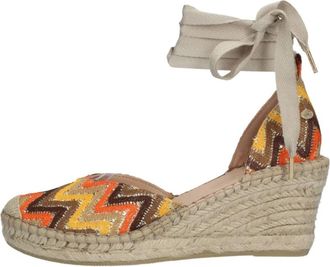 Fred De La Bretoniere Multicolor Zigzag Espadrilles met Jute Zool - Dames - Sleehakken - Veelkleurig - 37 EU - Jute - Schoenen