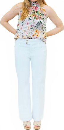 1822 Denim Double Button Straight Jeans In White