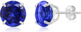 MAX + STONE 14k Yellow or White Gold 9mm Round Large Gemstone Stud Earrings