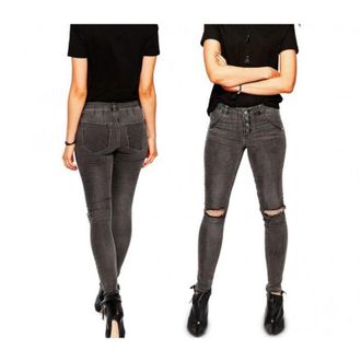 Trade Shop Trade Shop - Jeans Da Donna A Vita Alta 81154 Mod. Ragged Slim Fit Taglie Dalla Xs Alla Xl