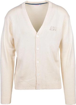 Sun 68 Cream Distressed Cardigan