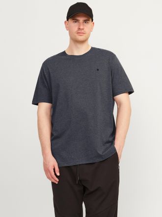 Jack & Jones Plus Size T-Shirt JJEPAULOS TEE SS CREW NECK NOOS PLS, Herren, Gr. 4XL, grau (dunkelgrau melange), Jersey, Obermaterial: 100% Baumwolle, JACK & JONES PLUSSIZE, 