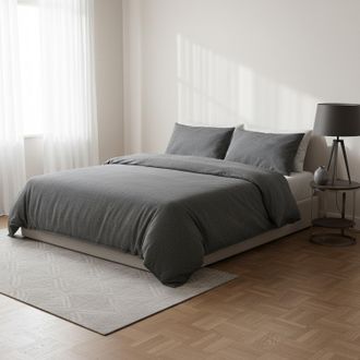 KASANOVA Parure copripiumino matrimoniale grigio jersey melange