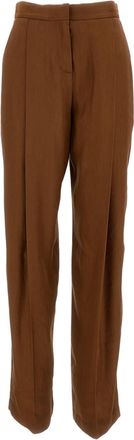 Elisabetta Franchi Tailored Brown Linen-Blend Trousers