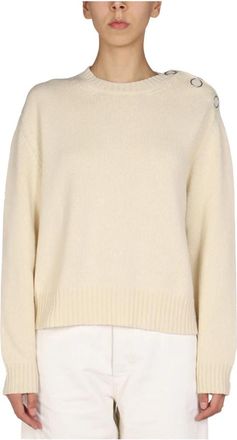 Jil Sander Sweater RN LS - Dames - Ronde hals truien - Beige - XS - Truien & Vesten