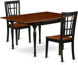 East West Furniture Dining Room Set Black & Cherry, MZNI3-BCH-W