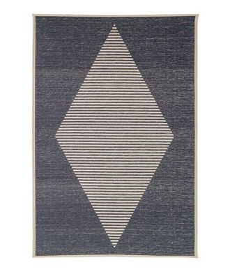 AFK Living Alfombra tejida gr&aacute;fica contempor&aacute;nea azul oscuro 191 x 290 cm